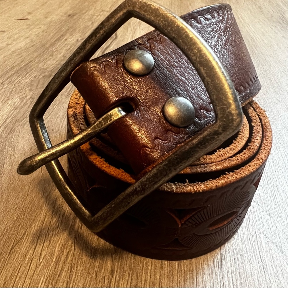 Lucky Brand Belt All Leather Dark Brown Size 39